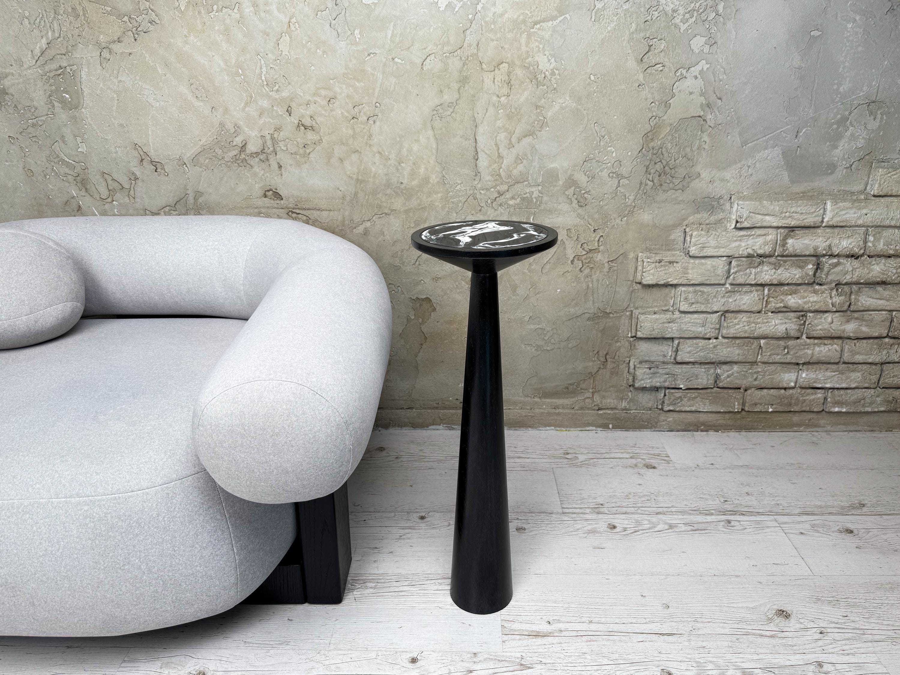 Handmade Natural Wood End Table, Resin Accent Table, Modern Plant Stand