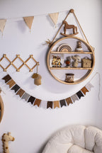 Decorative wooden garland, boho party banner, cozy wall accent