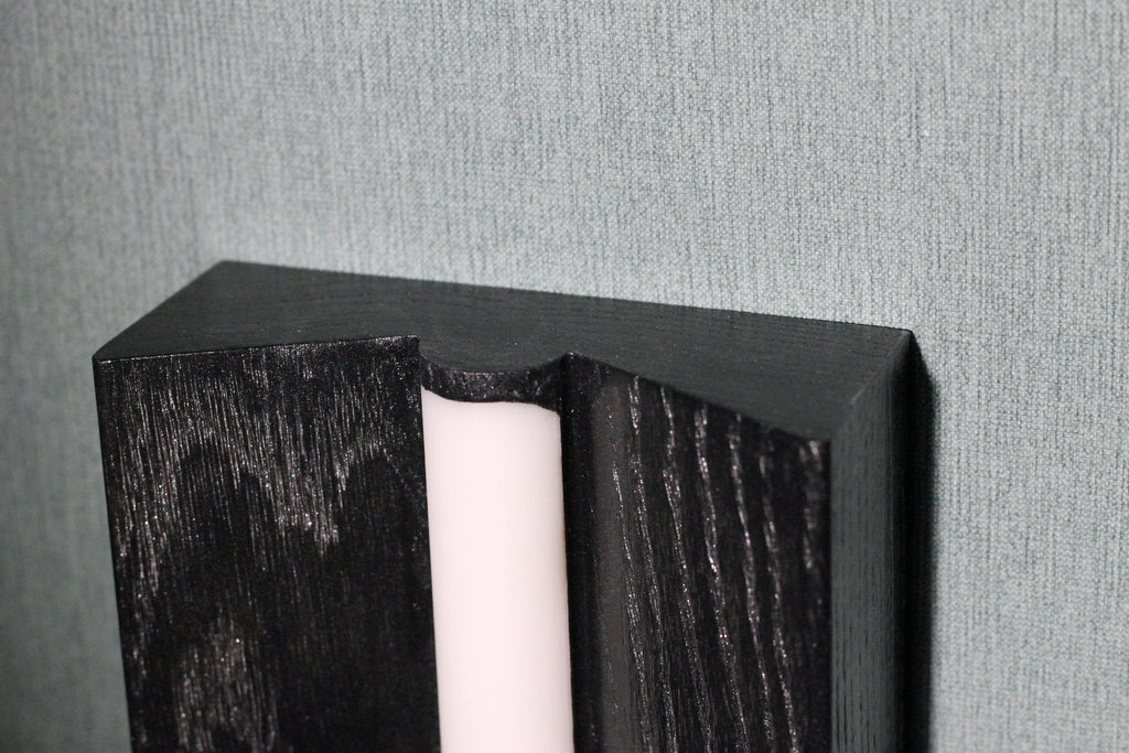 Black Wood LED Wall Sconce, Modern Bedside Lamp