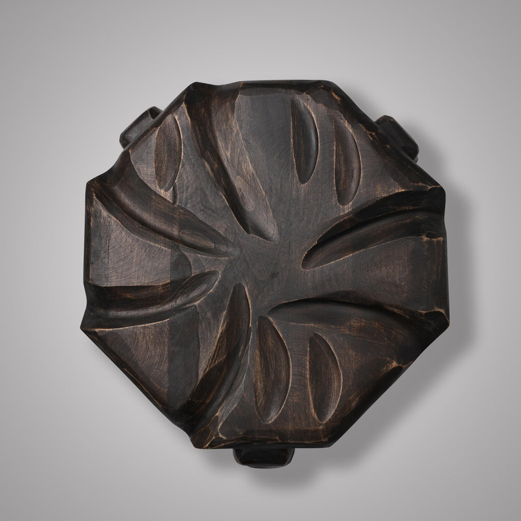 Handmade Rustic Wood Plant Stand, Curved Pedestal Riser