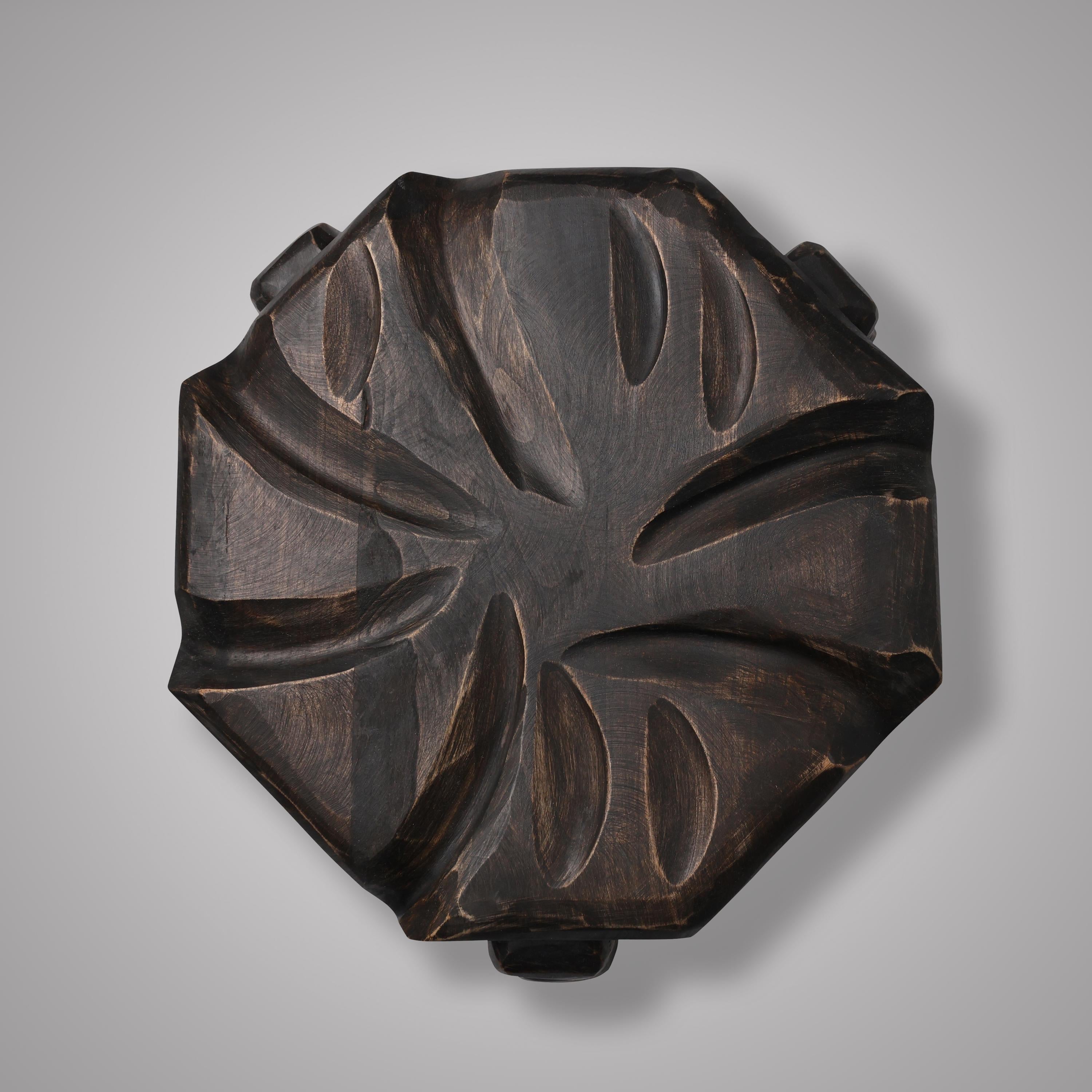 Handmade Rustic Wood Plant Stand, Curved Pedestal Riser