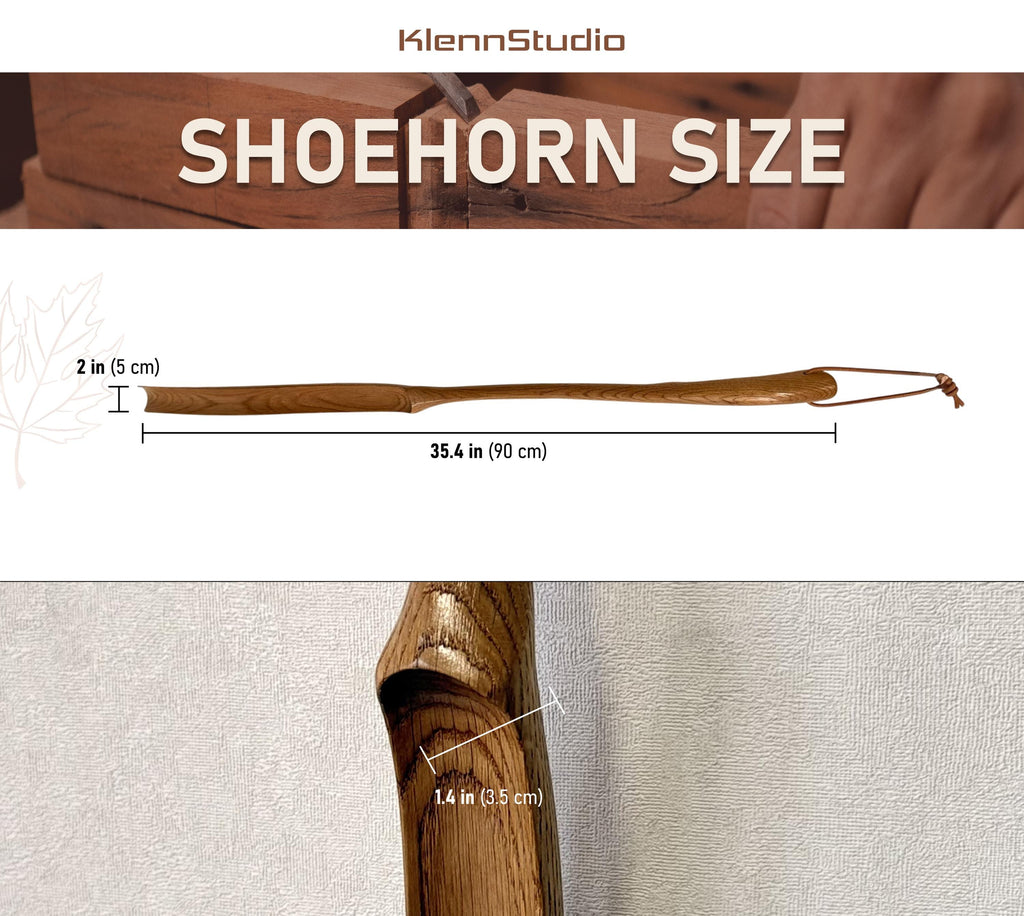 Long white shoehorn, wooden shoe spoon, natural wood shoe accessory