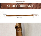 Long white shoehorn, wooden shoe spoon, natural wood shoe accessory