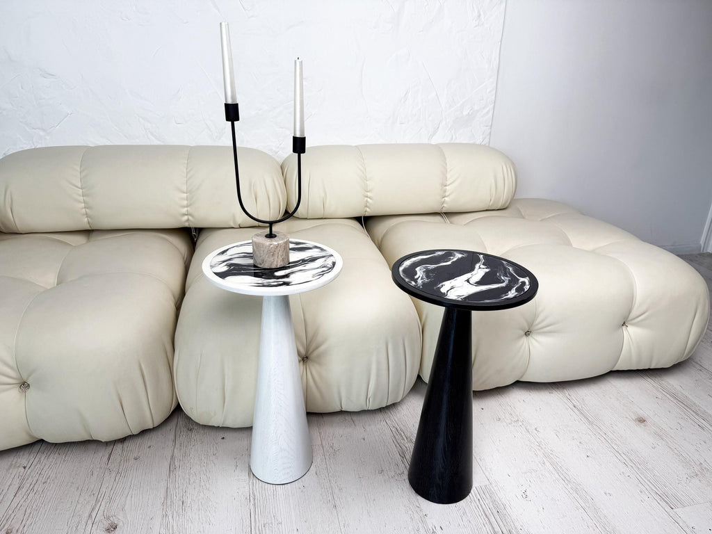 Handmade Oak Coffee Table | Green Swirl Epoxy Resin Accent