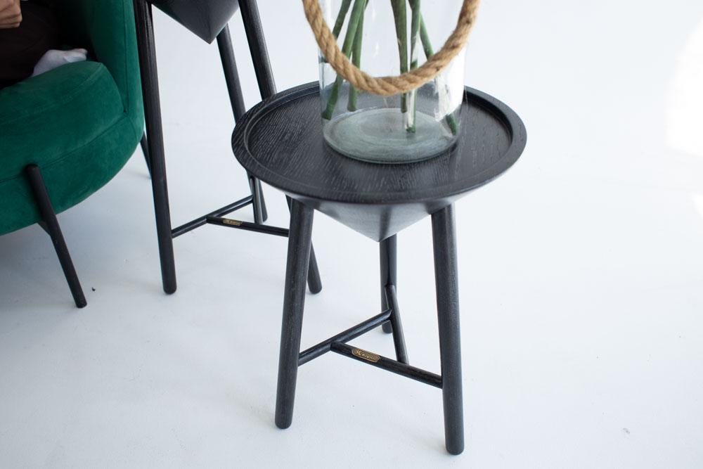 Walnut Side Table, Mid Century Modern Bedside Accent, Balcony Decor