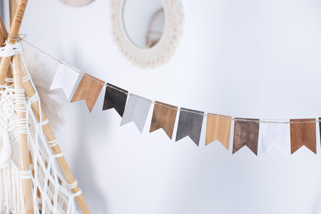 Wooden wall banner, nursery garland decor, rustic boho christmas gift