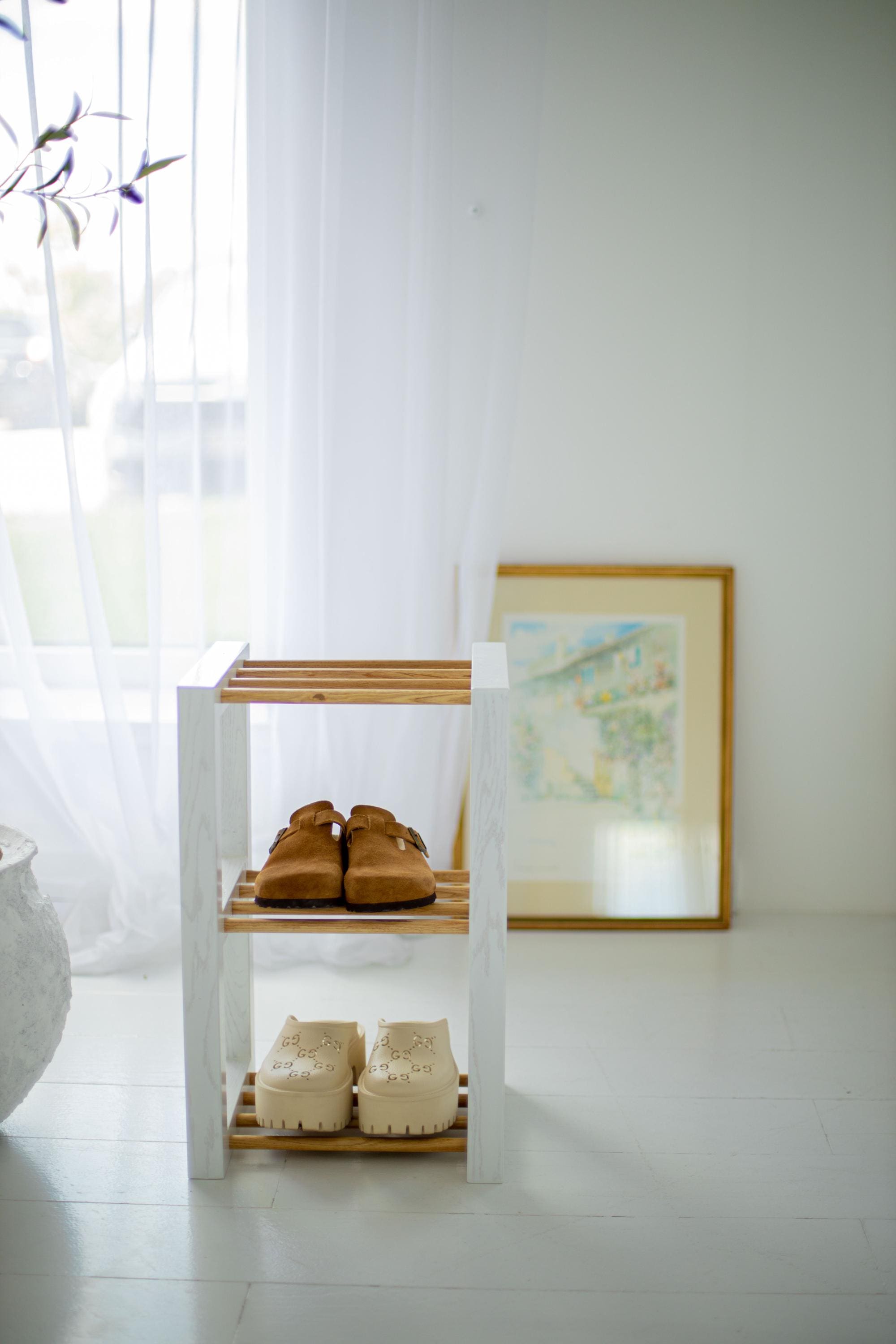Wood Shoe Rack, Entryway Mudroom Organizer, Wooden Shoe Display