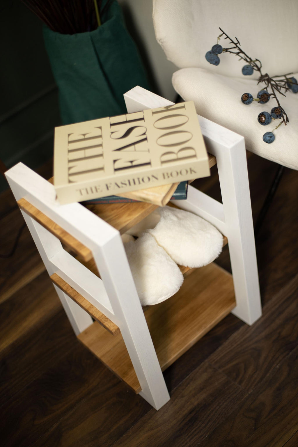 Oak Wood Vertical Shoe Rack, Narrow Entryway Organizer