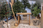 Tall shoe horn with stand, handmade rustic wood accessory for men