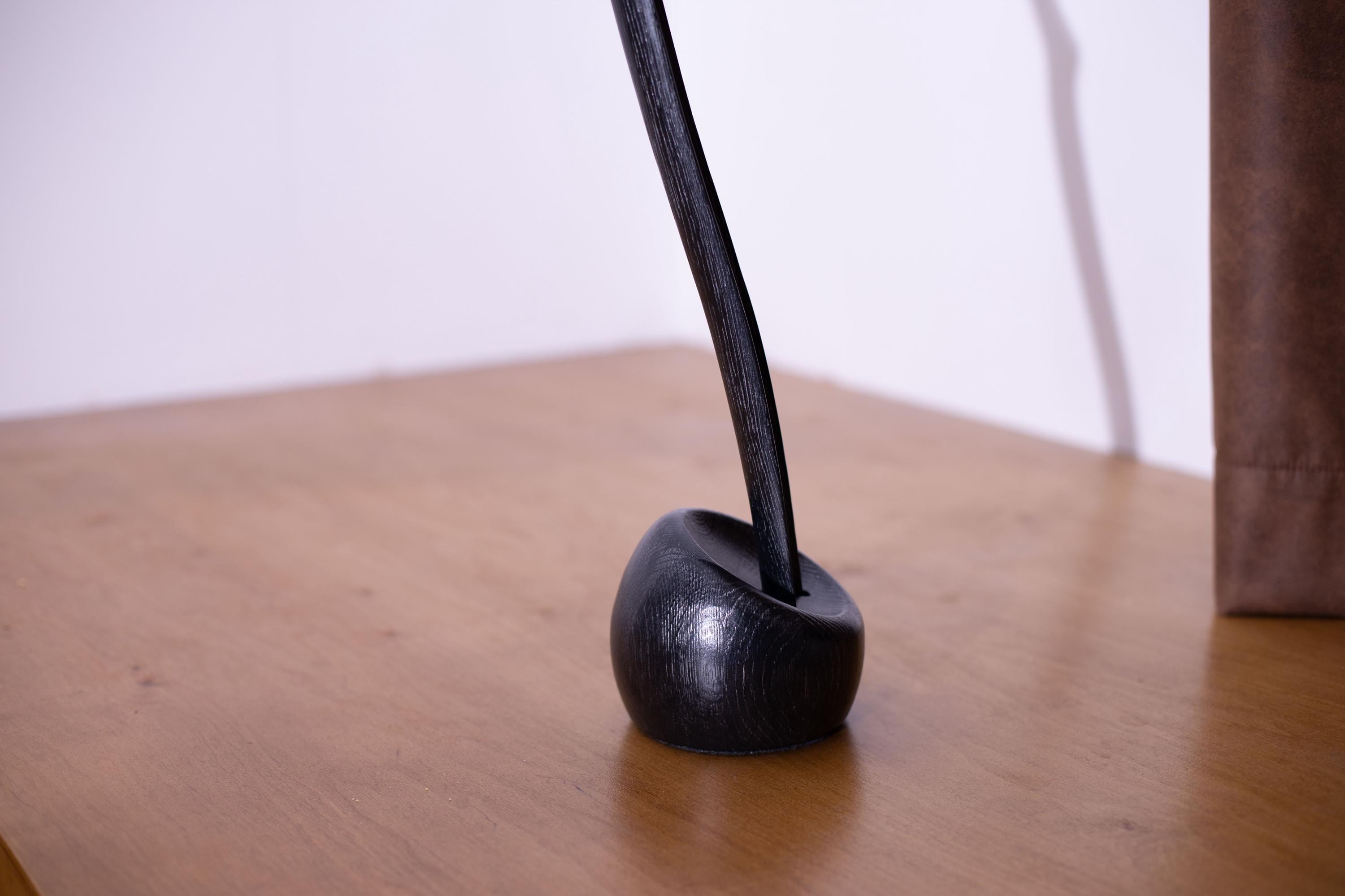 Dark wood long shoe horn, spoon with stand, handmade mens accessory for entryway