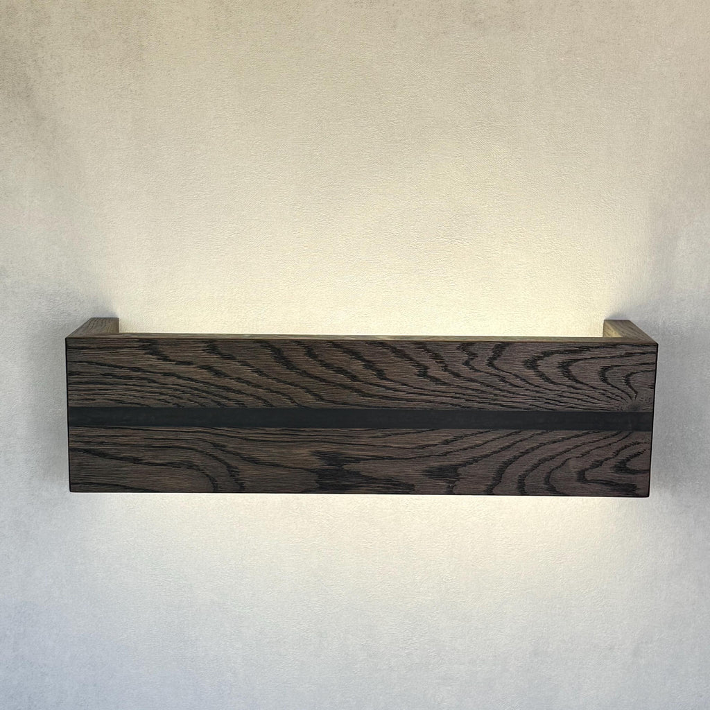 Dark Oak Wood Wall Sconce, Rustic LED Bedside Lamp