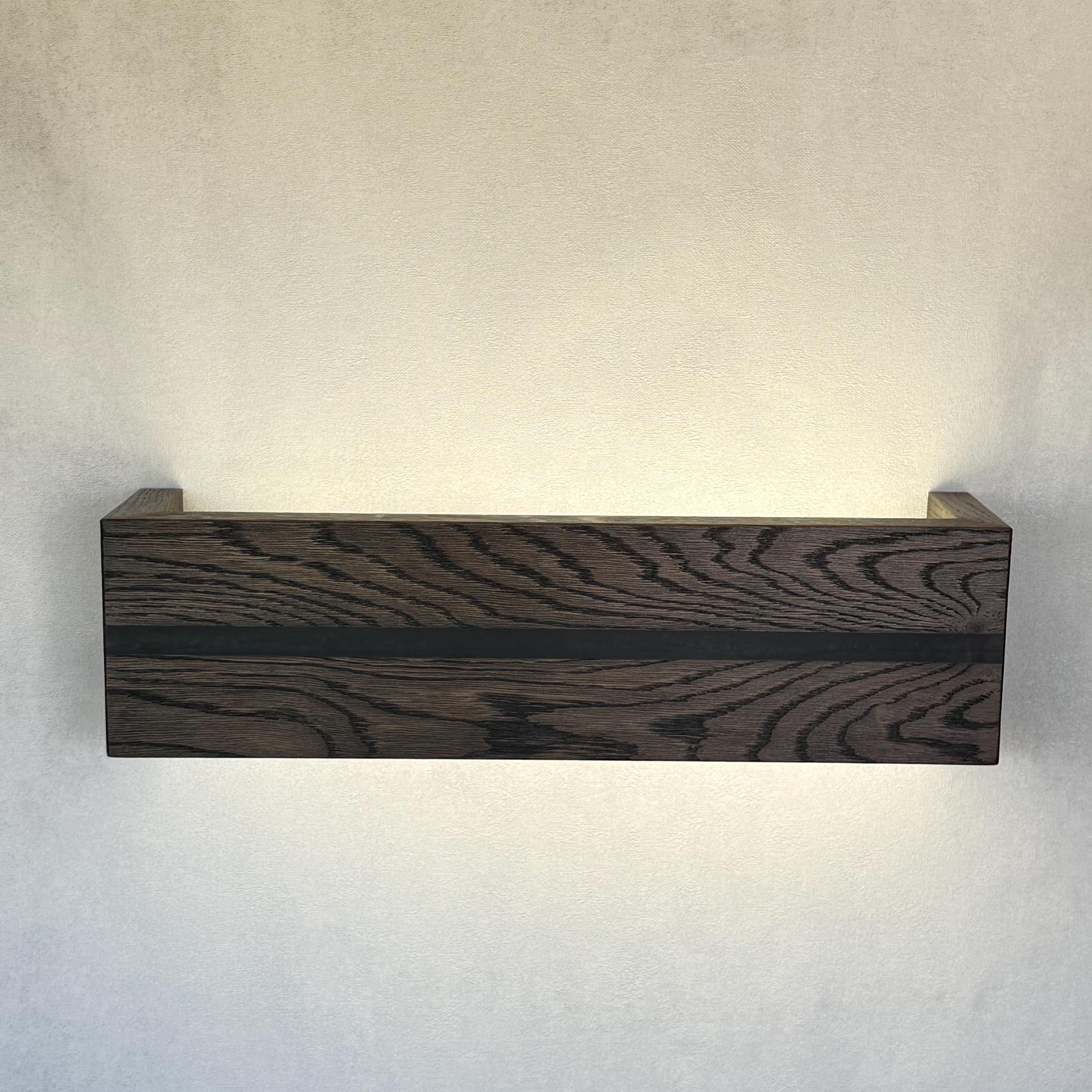Dark Oak Wood Wall Sconce, Rustic LED Bedside Lamp