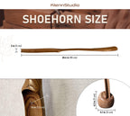 White long wooden shoe spoon, shoe horn with handle, entryway decor accessory