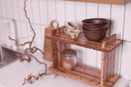 Kitchen wood counter organizer, display stand, handmade spice rack, mid century shelf