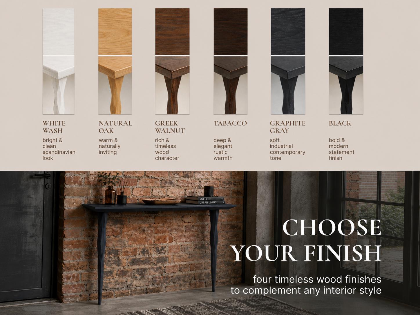 Narrow Console Table for Entryway | Solid Oak Hallway Table | Minimalist Sofa Table for Living Room