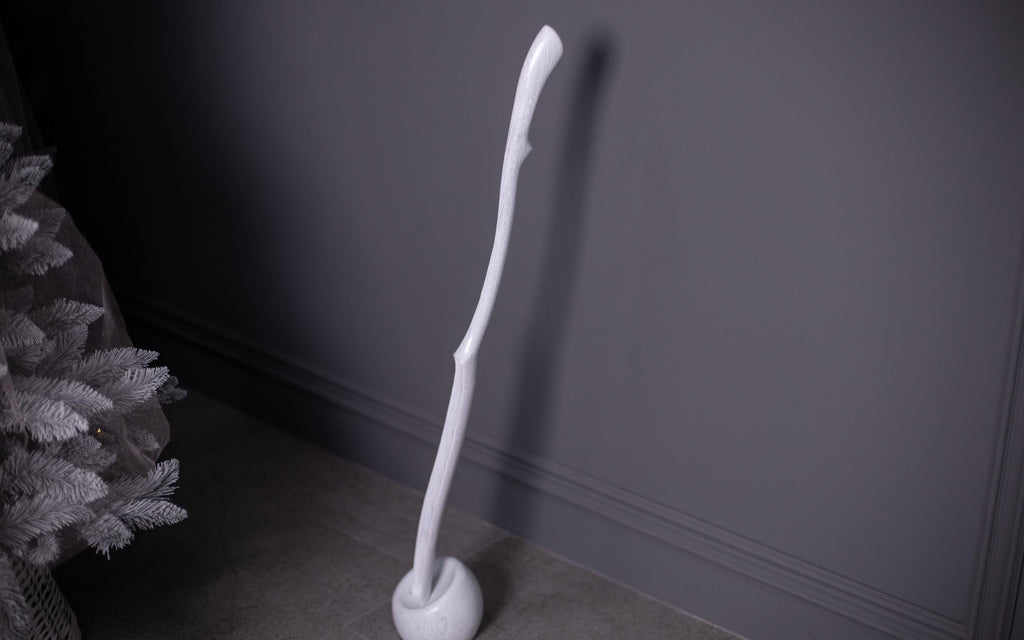 Tall shoe horn with stand, handmade rustic wood accessory for men
