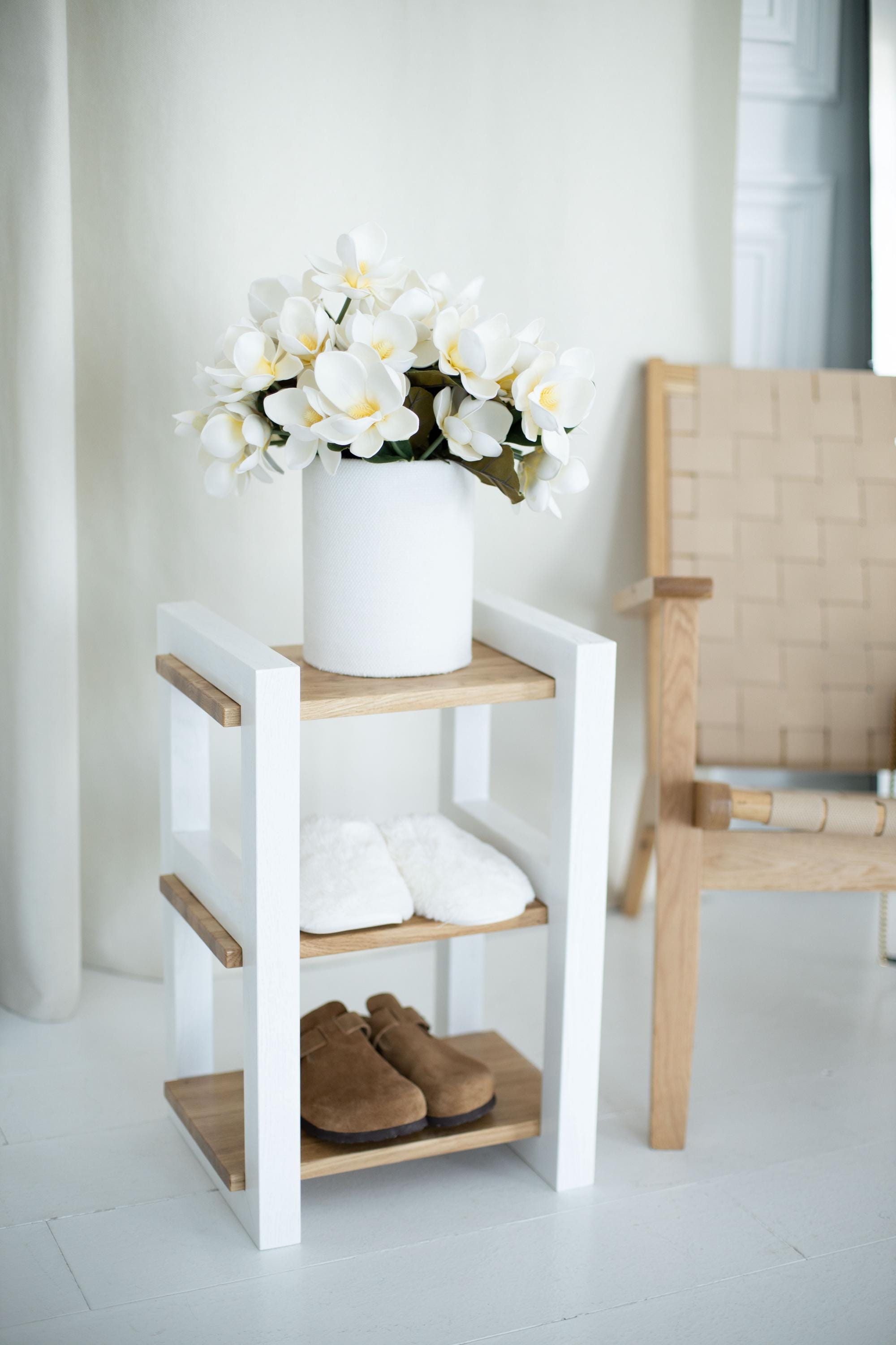 Oak Wood Vertical Shoe Rack, Narrow Entryway Organizer