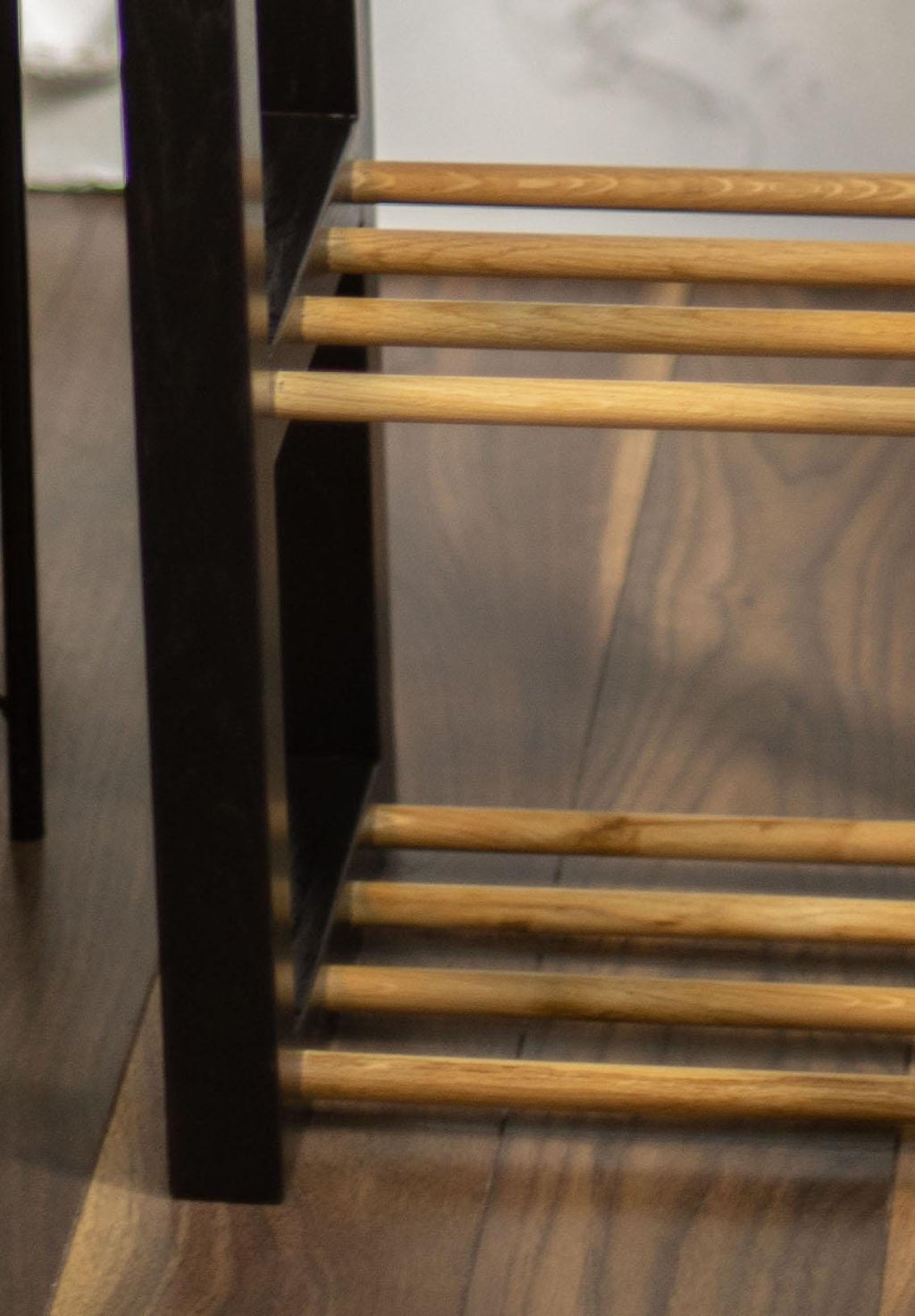Handmade Oak Shoe Rack, Vertical Entryway Storage, Narrow Shoe Bench