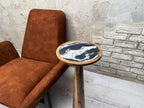 Wood Mushroom End Table, Resin Table Top, Plant Stand
