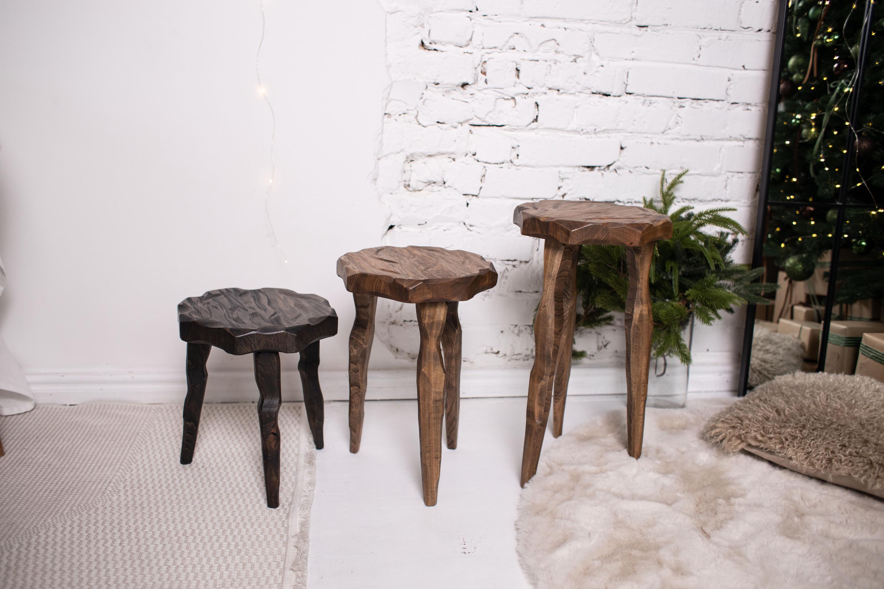 Handmade Wood Plant Stand, Organic Sculpted Pedestal, Indoor Decor
