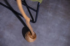 Ergonomic long wooden shoe horn with stand, rustic handmade boot accessory