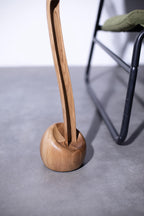 Ergonomic long wooden shoe horn with stand, rustic handmade boot accessory