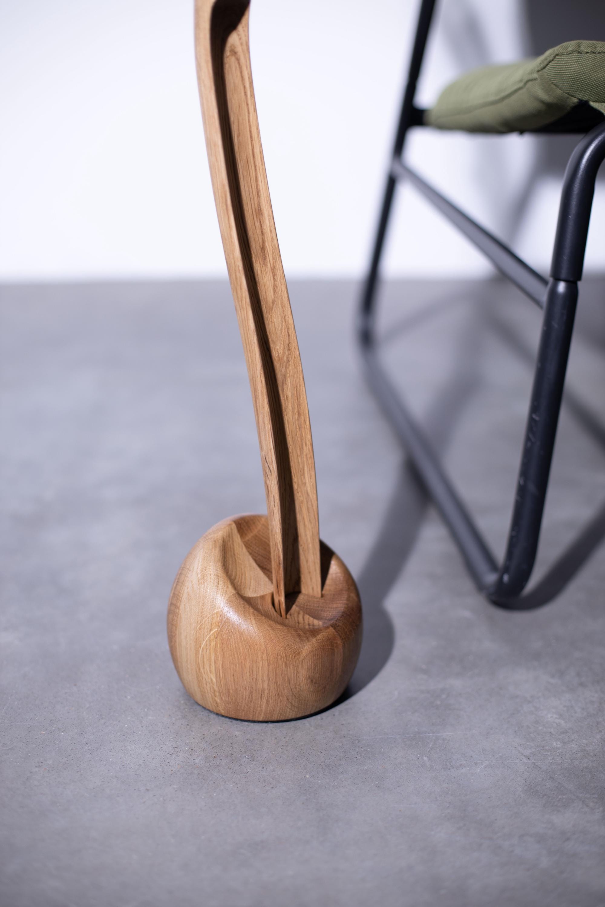 Ergonomic long wooden shoe horn with stand, rustic handmade boot accessory