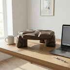 Handmade Greek Walnut Wood Plant Stand, Sculptural Tabletop Decor Accent