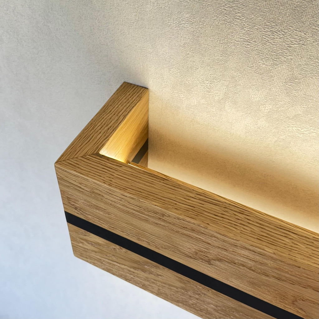 Handmade Oak Wood Wall Sconce, Modern LED Bedside Lamp