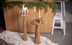 Small oak side table, modern pedestal table, minimalist wood accent decor