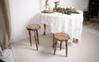 Rustic wood stool, handmade step platform, round pedestal stand