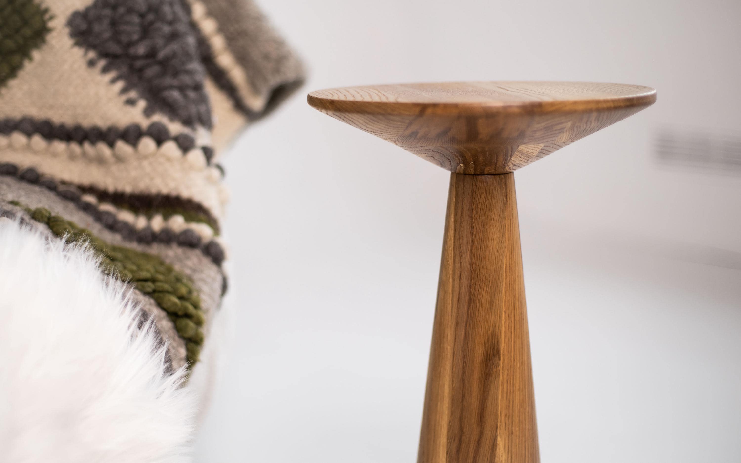 Pedestal oak table, round handmade side table, small farmhouse accent decor