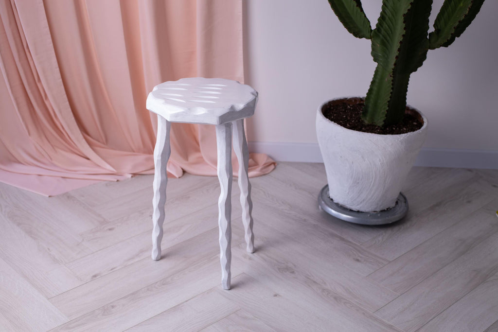 Handmade Wood Plant Stand, Organic Sculpted Pedestal, Indoor Decor