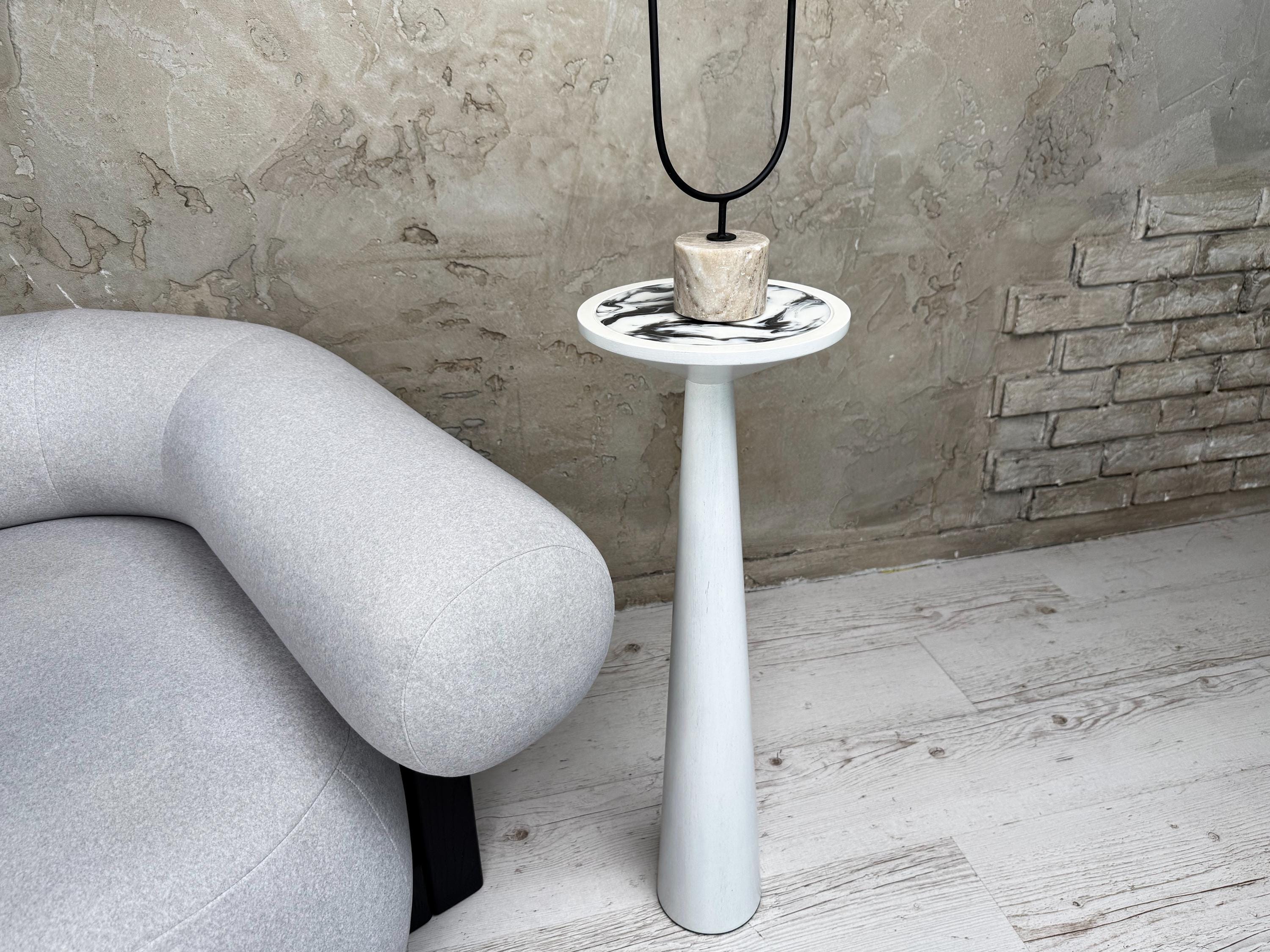Resin Mushroom Table, Black Accent Sofa Table, Modern Home Decor