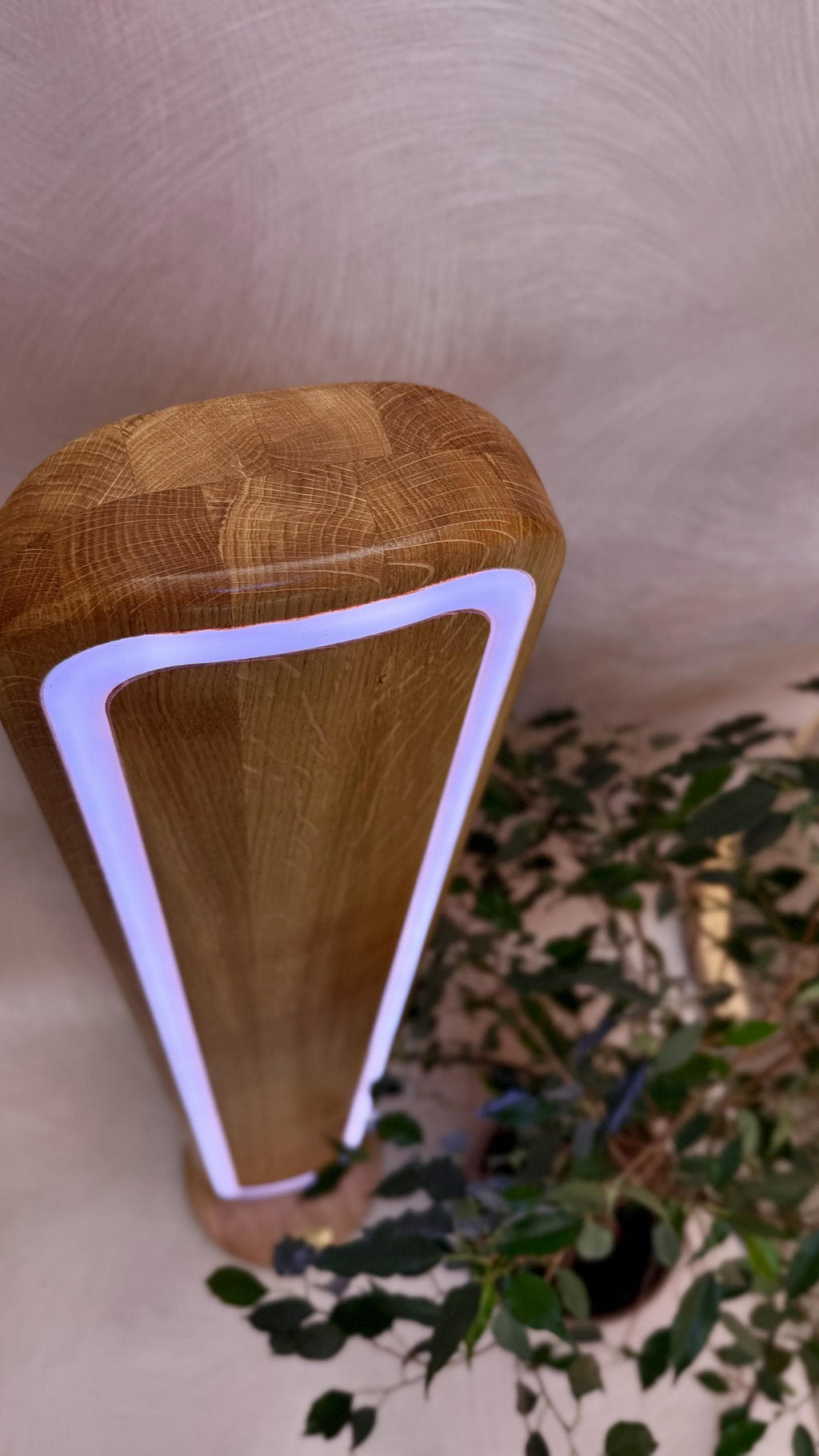 RGB Corner Floor Lamp, Tall Natural Wood LED Lamp