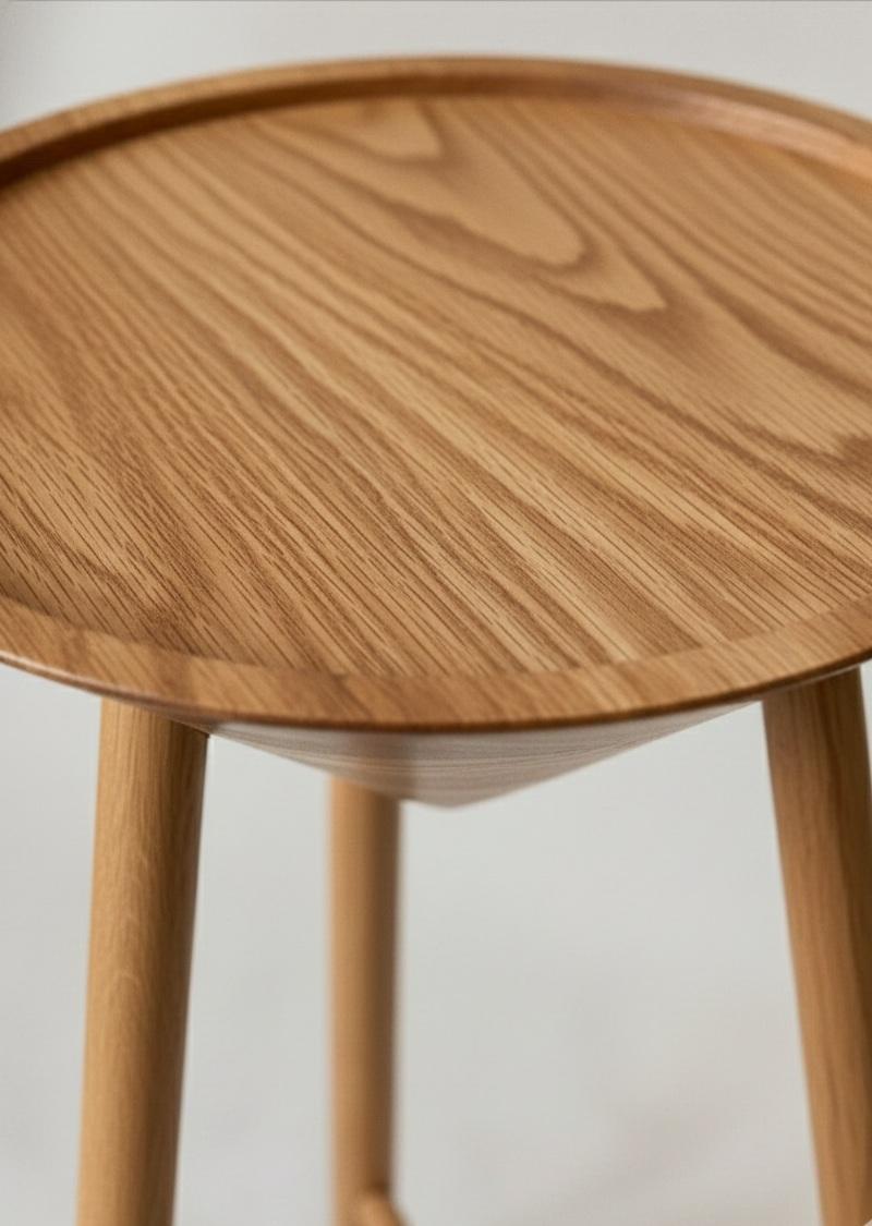 Rustic Wood Pedestal Plant Stand, Solid Wood Side Table, Mid-Century Modern