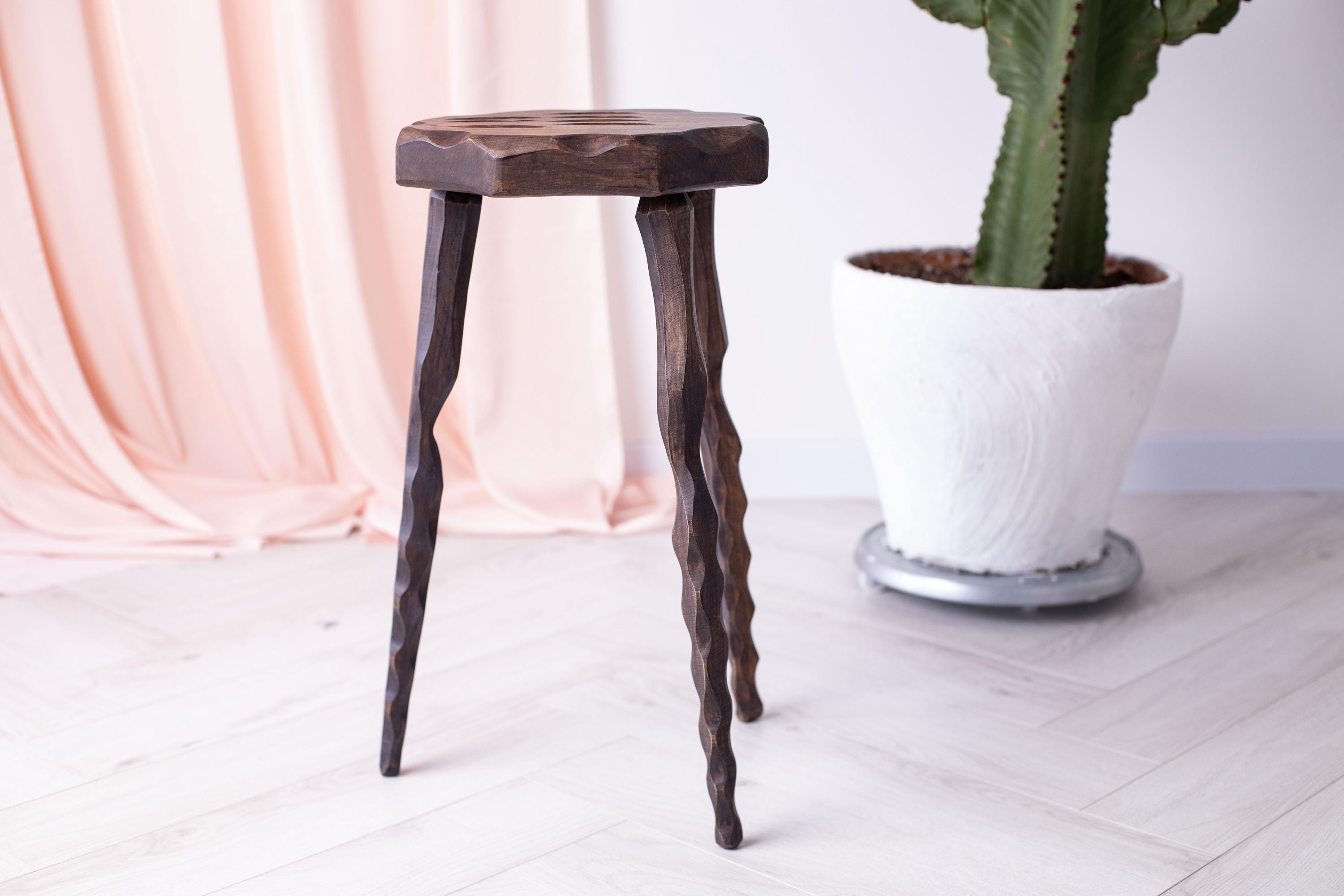 Wooden display stand for statuettes, rustic wood pedestal, cottage decor