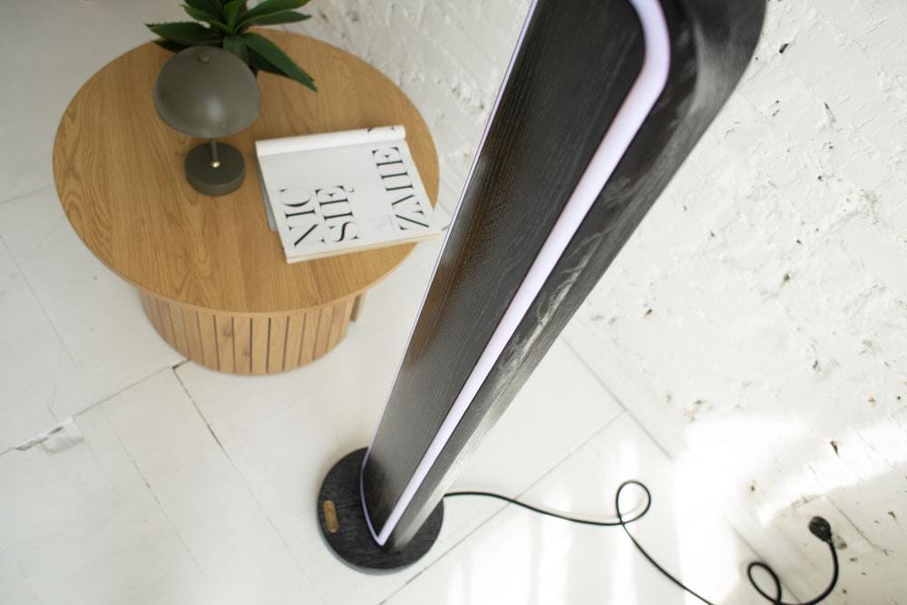 RGB Oak Wood Floor Lamp, Color Changing LED Remote Lighting