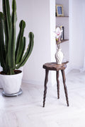 Handmade Wood Tripod Plant Stand, Organic Sculpted Pedestal