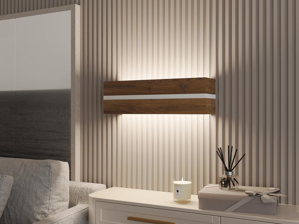 Minimalist Oak Wood LED Wall Sconce, Bedside Lamp