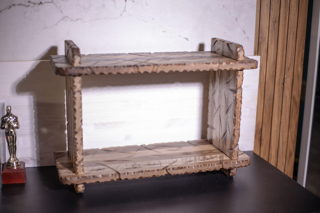 Handmade wooden kitchen spice rack and organizer, wood dish rack shelf