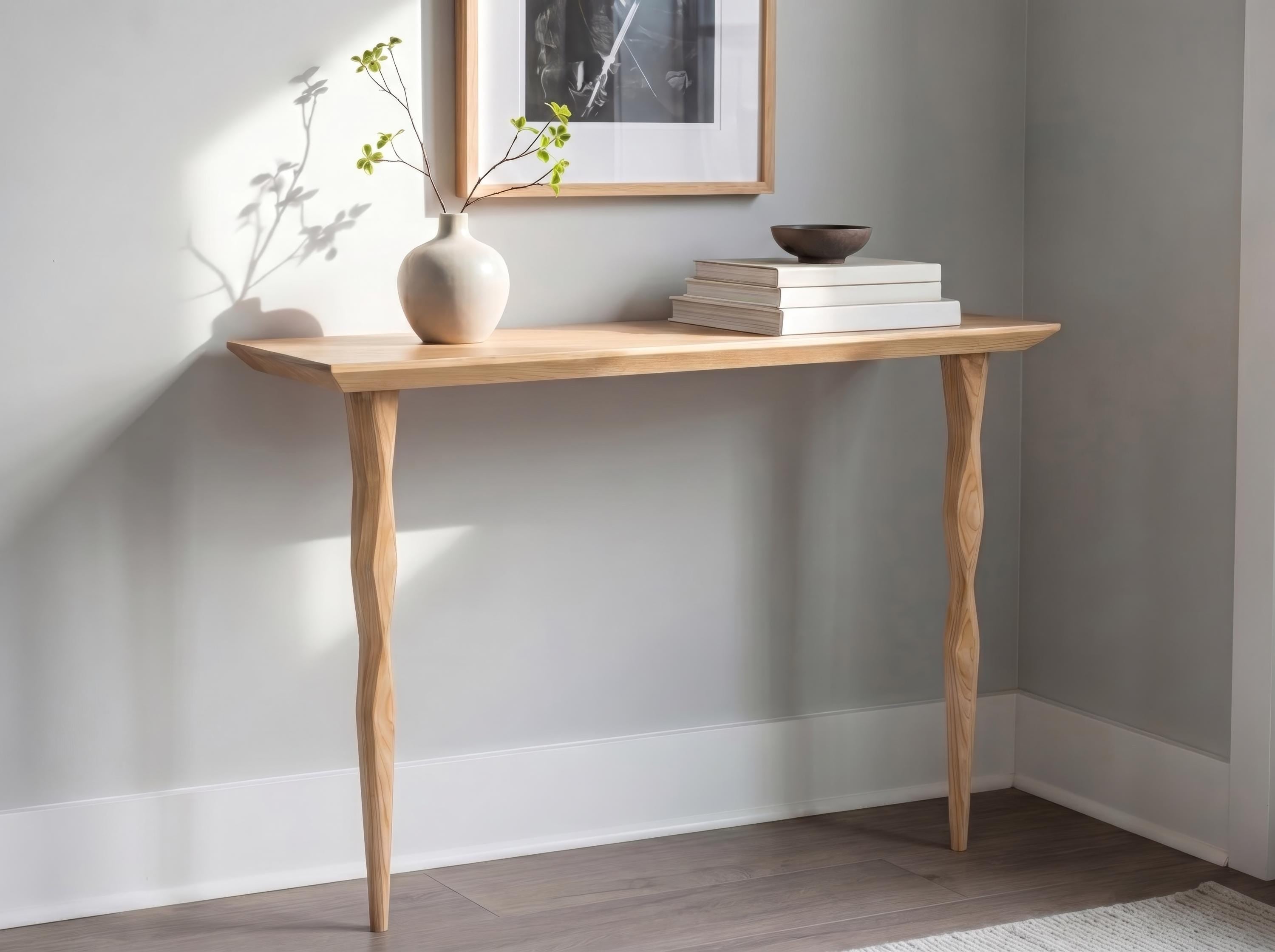 Oak Console Table – Handmade Narrow Entryway Table, Minimalist Hall Wood Sofa Table for Living Room