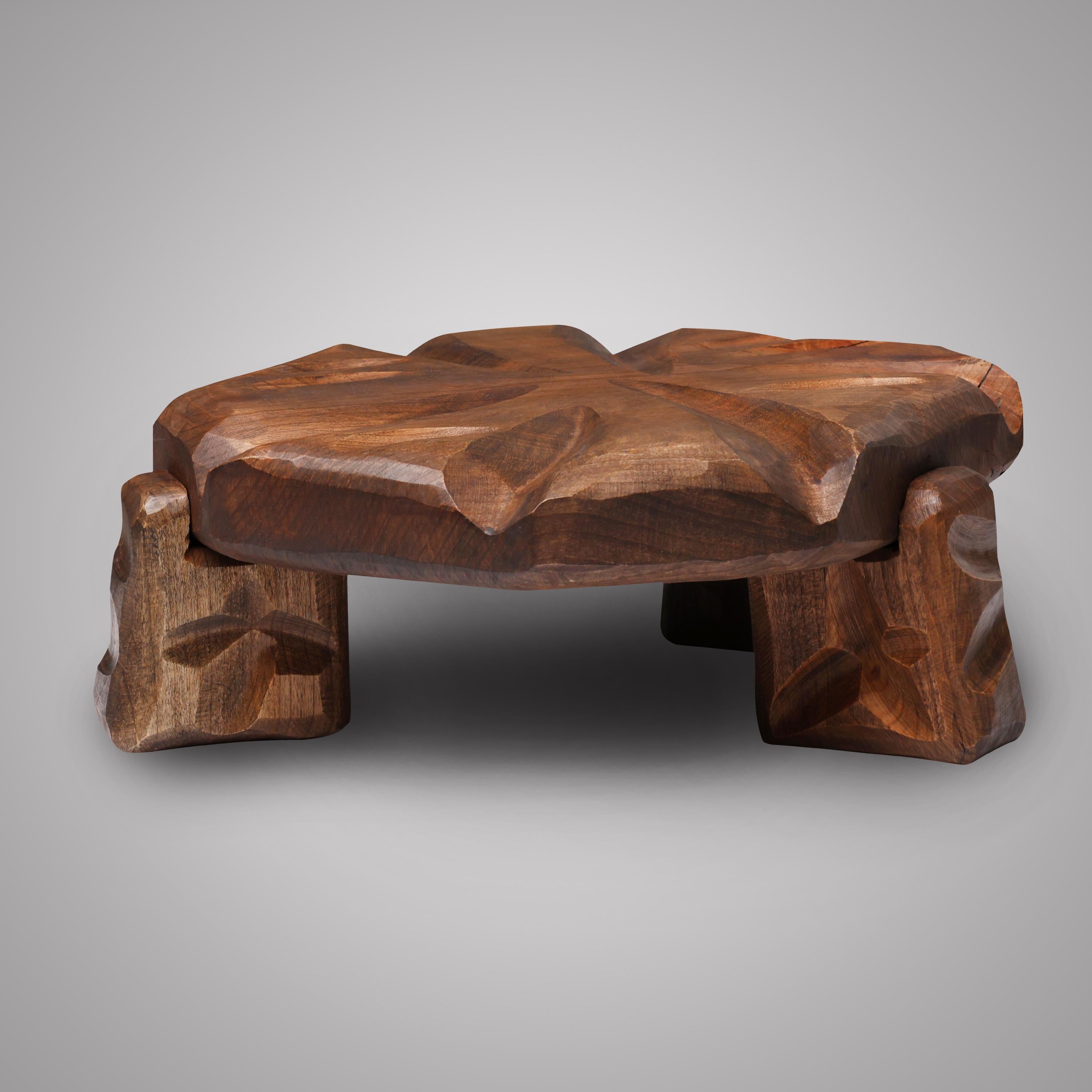 Handmade Rustic Wood Plant Stand, Curved Pedestal Riser