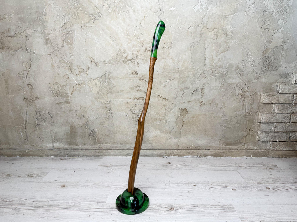 Long Wooden Shoe Horn with Epoxy Resin Base, Entryway Decor