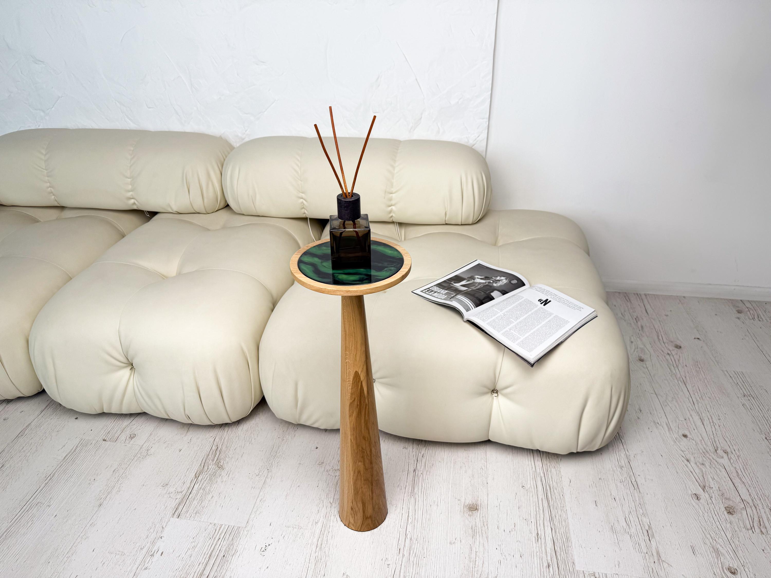 Handmade Natural Wood End Table, Resin Accent Table, Modern Plant Stand
