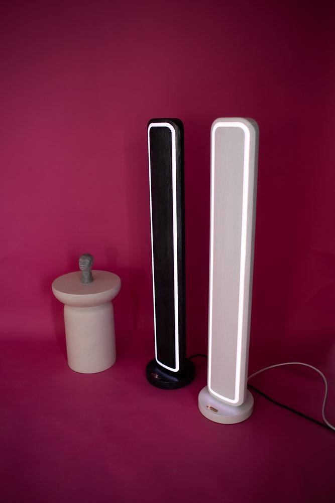 RGB Corner Floor Lamp, Tall Natural Wood LED Lamp