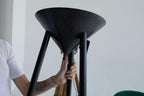 Three-Legged Walnut Side Table, Japanese Minimalist Plant Stand