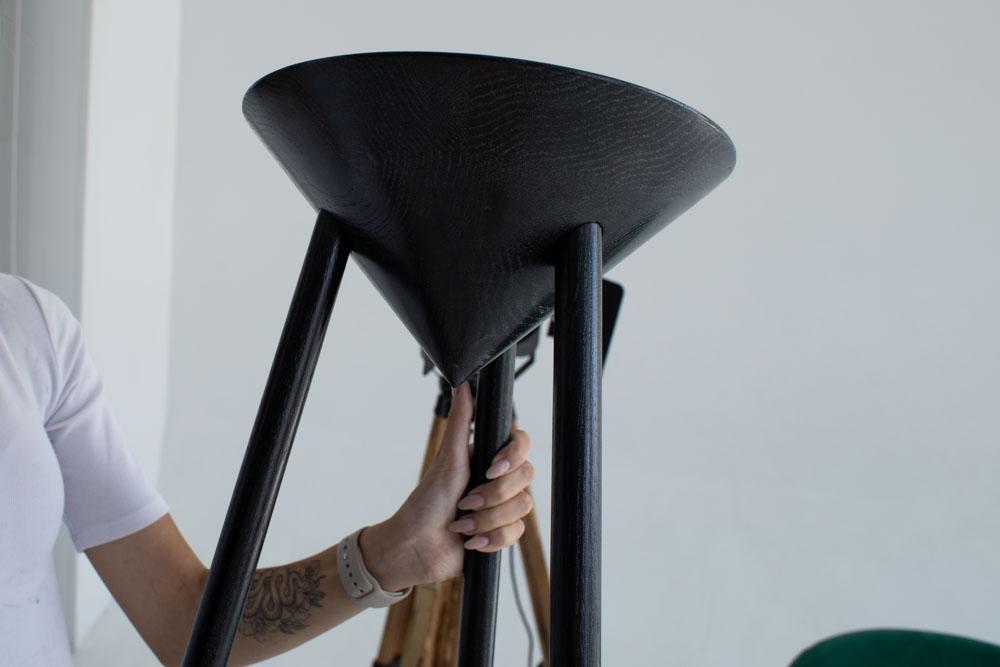 Three-Legged Walnut Side Table, Japanese Minimalist Plant Stand