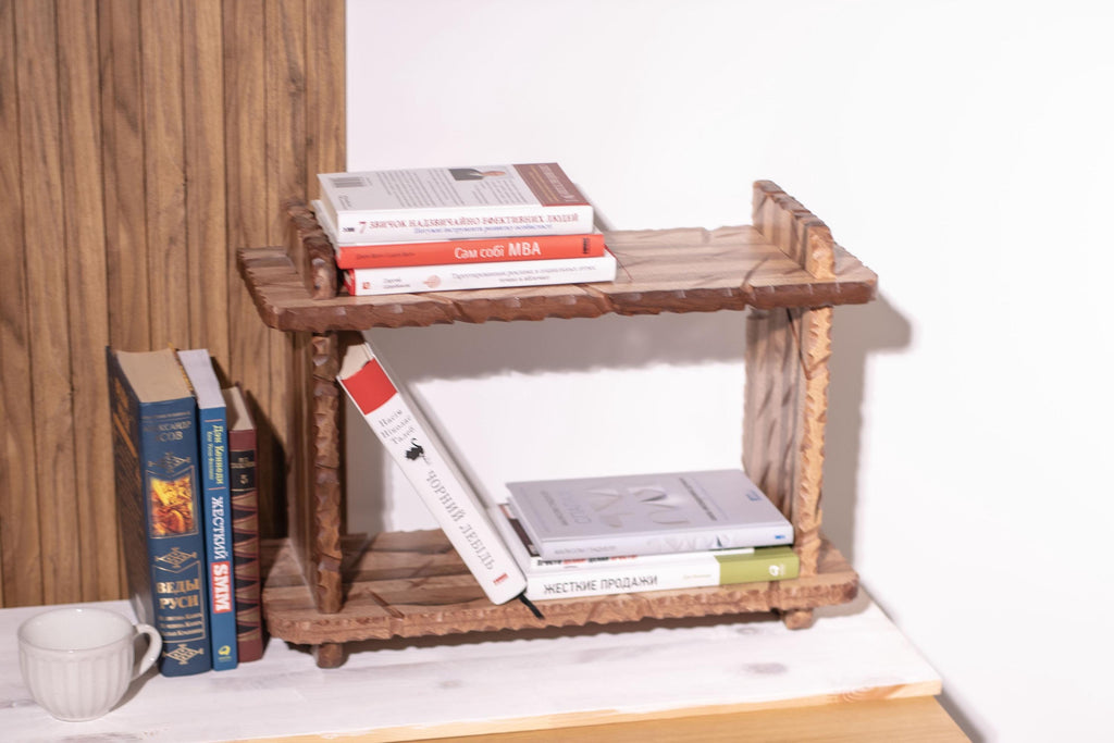Handmade wooden kitchen spice rack and organizer, wood dish rack shelf