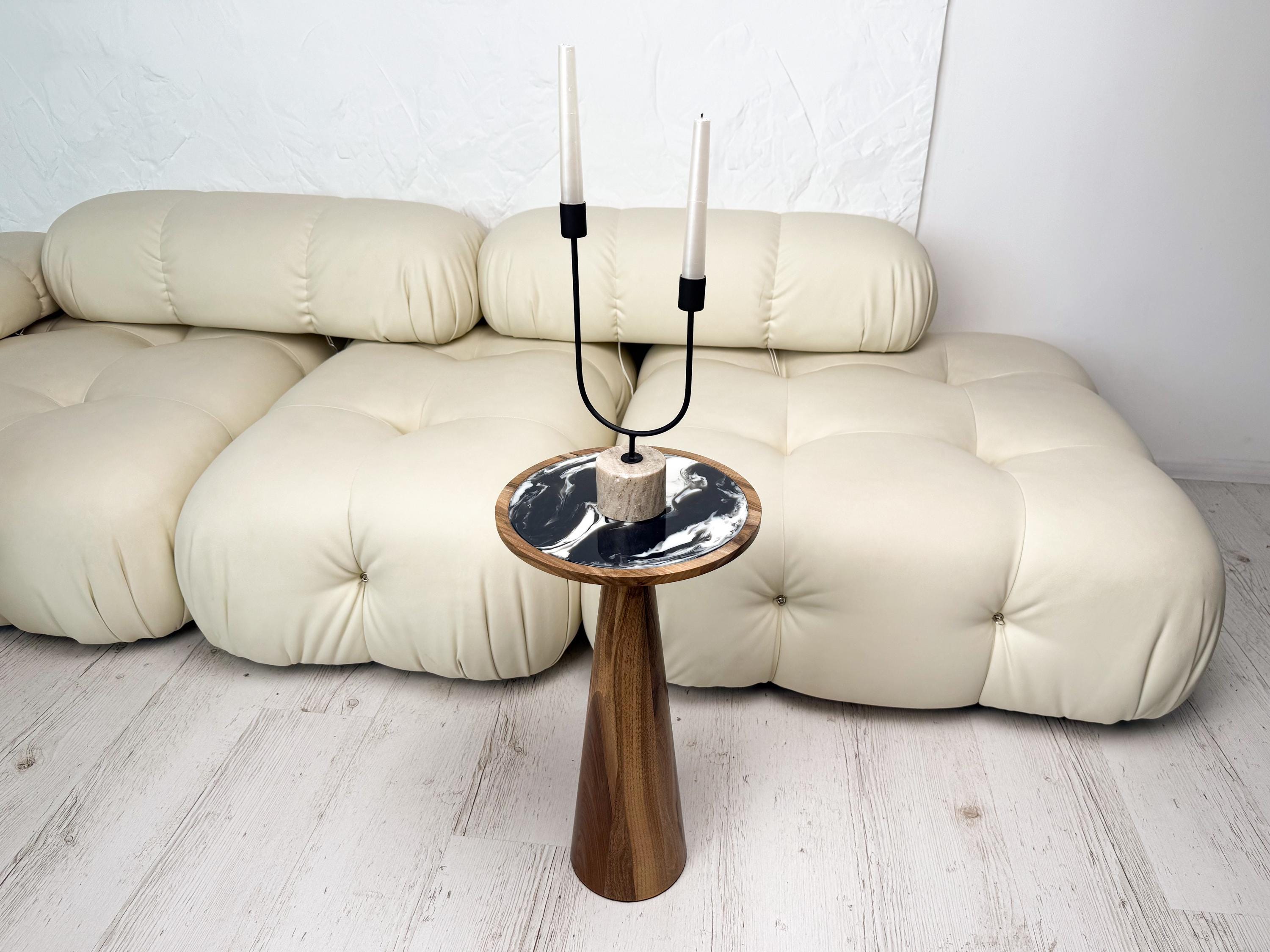 Handmade Natural Wood End Table, Resin Accent Table, Modern Plant Stand